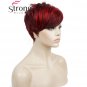 Short Side Bang Red Asymetrical Straight Wig Full Synthetic Wigs