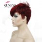Short Side Bang Red Asymetrical Straight Wig Full Synthetic Wigs