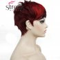 Short Side Bang Red Asymetrical Straight Wig Full Synthetic Wigs