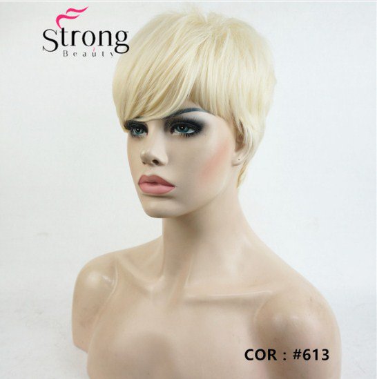 Short Side Bang Red Asymetrical Straight Wig Full Synthetic Wigs