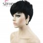 Short Side Bang Red Asymetrical Straight Wig Full Synthetic Wigs