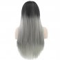 Hair Straight Long Wigs White Synthetic Hair Heat Resistant Gray Omber Hair Women Wig