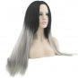 Hair Straight Long Wigs White Synthetic Hair Heat Resistant Gray Omber Hair Women Wig