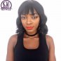 Short Loose Wavy Synthetic Wigs with Fringe Hair Natural Black High Temperature Fiber Bobo Afro Wig