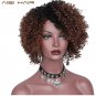 Synthetic Ombre Brown Short Wigs for Black Women Afro Kinky Curly African American Hair