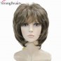 Blonde Wigs Highlights Short Straight Hair Lady's Synthetic Wig 12 inches