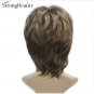 Blonde Wigs Highlights Short Straight Hair Lady's Synthetic Wig 12 inches
