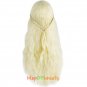 long Curly cosplay wigs Purecolor Light Golden 28inch High Temperature Fiber Synthetic hair