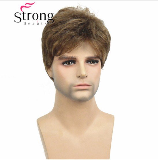 Short Silver gray Wig Mens Short Synthetic Hair Wigs