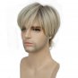 Men Wig Short Straight Blonde Mix Synthetic Natural Full Wigs