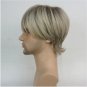 Men Wig Short Straight Blonde Mix Synthetic Natural Full Wigs