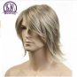 Short Wavy Mens Wigs Heat Resistant Japanese Fiber Blonde Ombre Male Synthetic Wig
