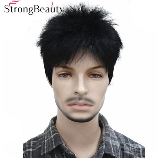 Synthetic Short Black Brown Gold Boy Wig Men Students Hair Cosplay Wigs