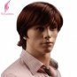 Synthetic Reddish Brown Short Mens Wig Natural Male Hair