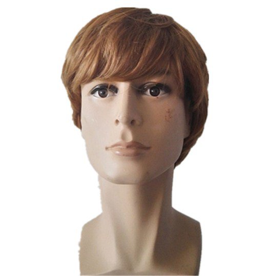Man Wig Synthetic Heat Resistant Fiber Short Wavy Hair Male Hairpiece