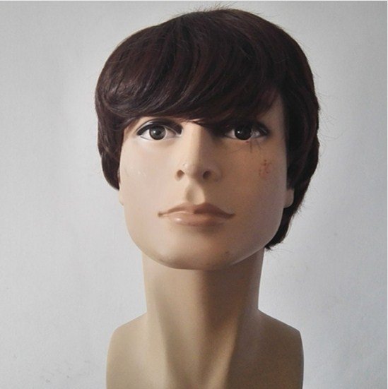 Man Wig Synthetic Heat Resistant Fiber Short Wavy Hair Male Hairpiece