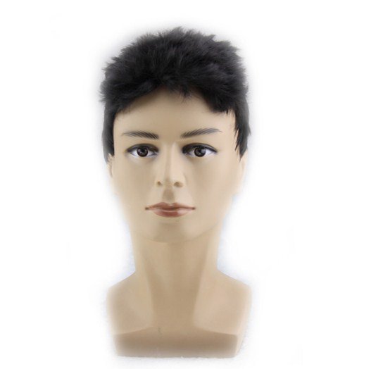Short Fluffy Straight Full Bang None Lace Machine Made Synthetic Hair Wig For Men Cosplay