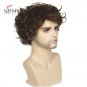 Short Curly Men's Wig Brown with Blonde Highlights color Wigs for men