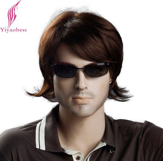 10inch Heat Resistant Synthetic Short Mens Wig Brown Color Straight Hairstyles