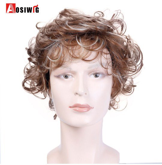 Wig Short Curly Wigs Mixed Brown Hair Synthetic Hair Costume Party Heat Resistant Cosplay Wig