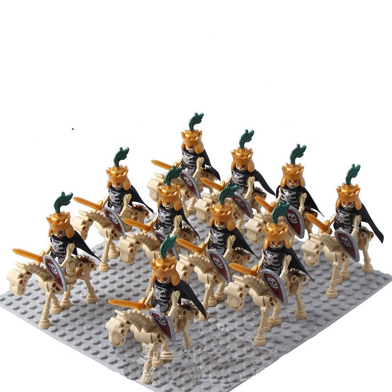 10pcs Medieval Skeleton Knights Minifigures Compatible Lego Medieval Knights Toy