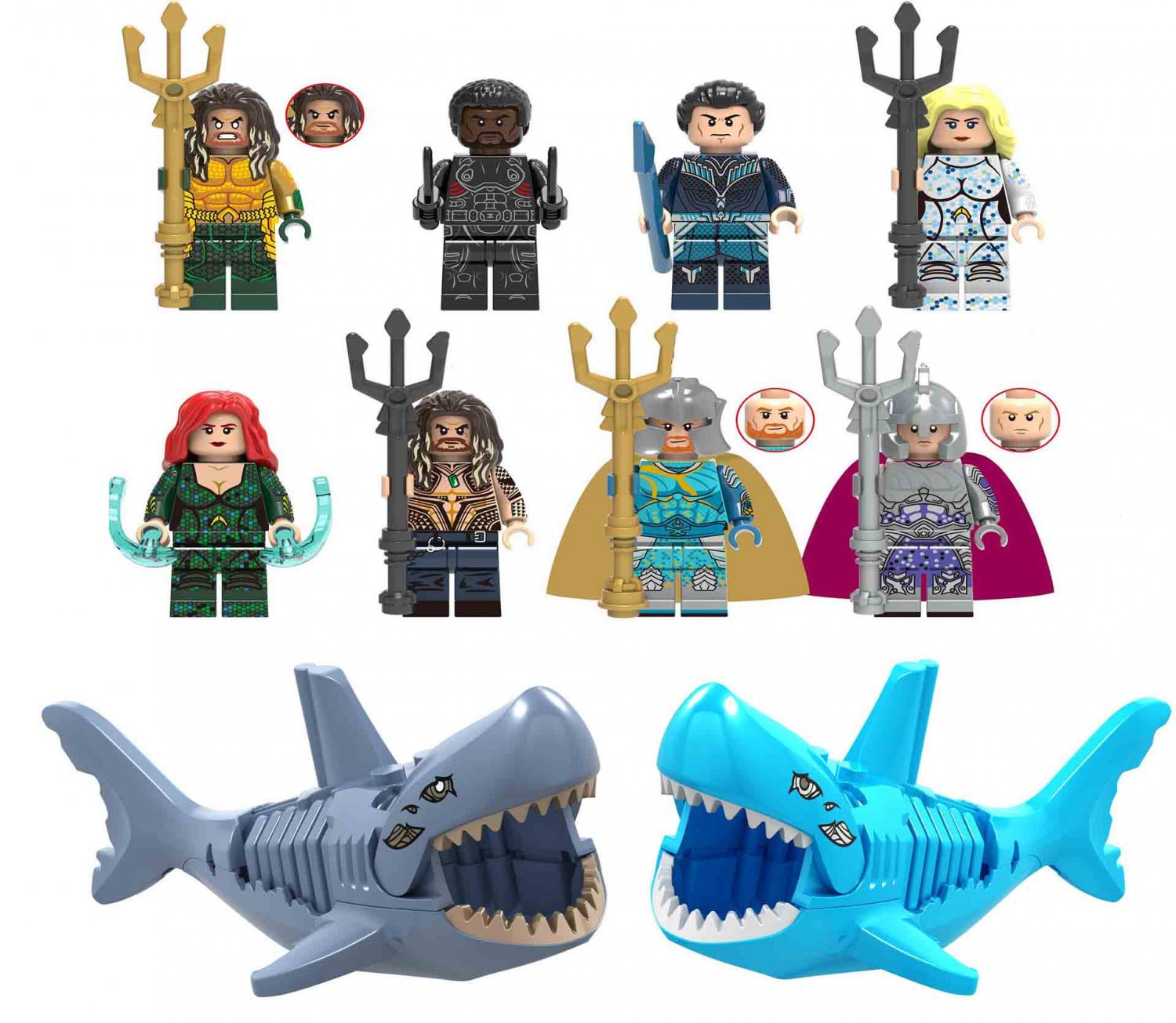 10pcs Aquaman movie Minifigures Black Manta Nereus Orm Vulko Lego Compatible Toy