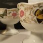 BIJOUX TERNER HOME Set/4 Pedestal Dessert Ice Cream Bowls&Saucers w/Butterflies