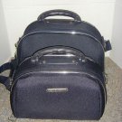 Luca Vergani 2-Piece Travel Cosmetic Makeup Bags Cases Navy Blue Zippered Totes