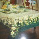 KEMP & BEATLEY 60" X 84" OBLONG SPLENDOR HOLLY FLORAL CHRISTMAS TABLECLOTH-NEW