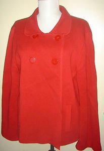 Talbots Jacket Blazer Coat RED 100% Cotton Waffle Knit Fully Lined Womens Large