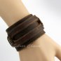 Leather Cuff Double Wide Bracelet and Rope Bangles Brown for Men Fashion Man Bracelet Unisex Jewelry