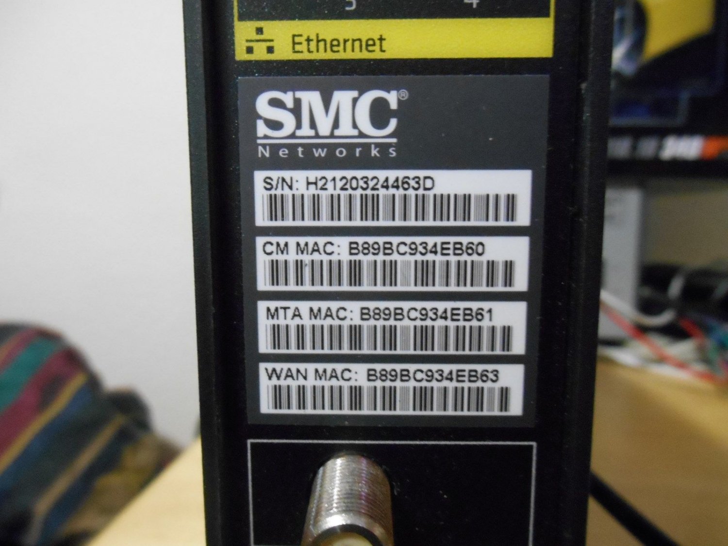 SMCD3GNV Preowned Xfinity MODEM/ ROUTER with 110 Volts Power Cord