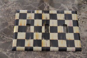 Switch Plate Cover 3 Toggle made w/Mackenzie Childs Courtly Check Tissue Paper