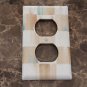Double Socket Switch Plate made w/Mackenzie Childs Parchment Check Napkin