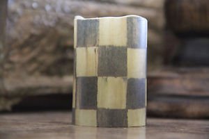 Flameless Vanilla LED Pillar Votive Candle made w/Mackenzie-Childs Tissue Paper