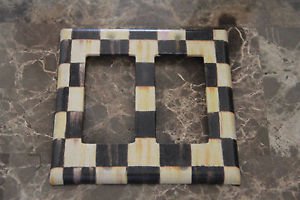 Double Gang Rocker Switch Plate made w/Mackenzie Childs Courtly Check Tissue