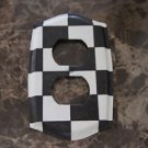 Double Socket Switch Plate made Black and White Checkered Paper