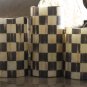Flameless LED Pillar Candles made with Mackenzie Childs Courtly Check Paper