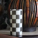 Flameless LED Pillar Candle made with Black and White Tissue Paper
