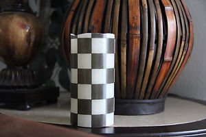 Flameless LED Pillar Candle made with Black and White Tissue Paper