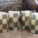 Vanilla LED Pillar Candles made w/Mackenzie Childs Courtly Ck Tissue Paper