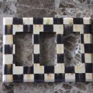 Triple Gang Rocker Switch Plate made w/Mackenzie Childs Courtly Check Tissue