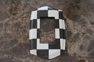 Single Rocker Switch Plate made with Black and White Checkered Tissue Paper
