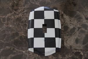 Single Toggle Switch Plate made with Black and White Checkered Paper