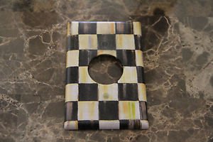 Round Hole Receptacle Switch Plate made w/Mackenzie Childs Courtly Check Tissue