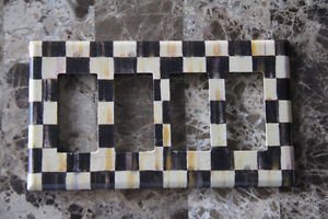 Quad Gang Rocker Switch Plate made w/Mackenzie Childs Courtly Check Tissue Paper