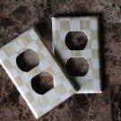 Double Socket Switch Plate made w/Mackenzie Childs Parchment Check Napkin