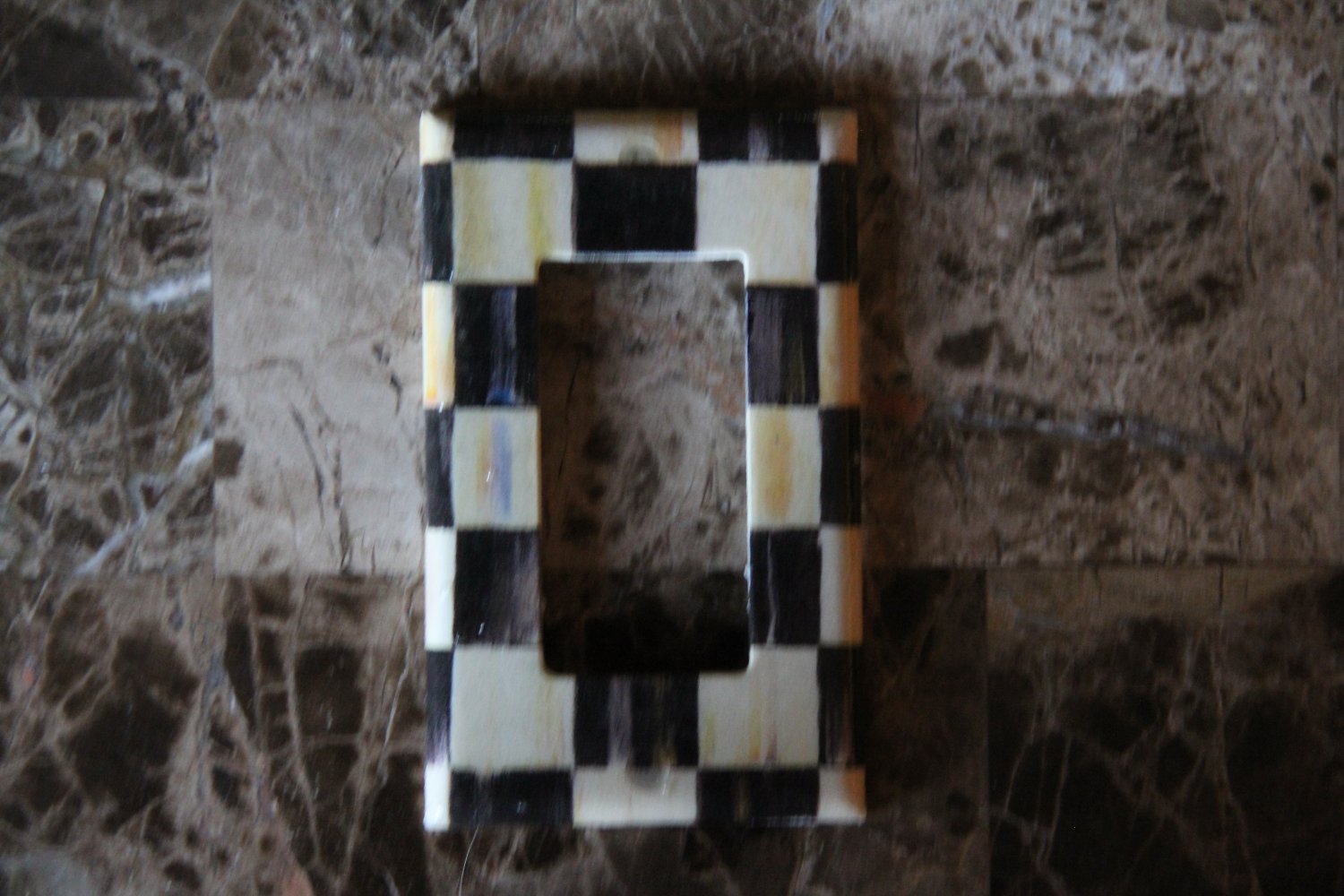 Single Rocker Switch Plate made w/Mackenzie Childs Courtly Check Tissue Paper