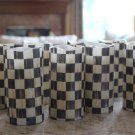 Flameless LED Pillar Candles 4"- 5" made w/Mackenzie Childs Courtly Check Paper