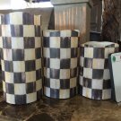 Vanilla Flameless LED Candles made w/Mackenzie Childs Courtly Ck Tissue w/Remote